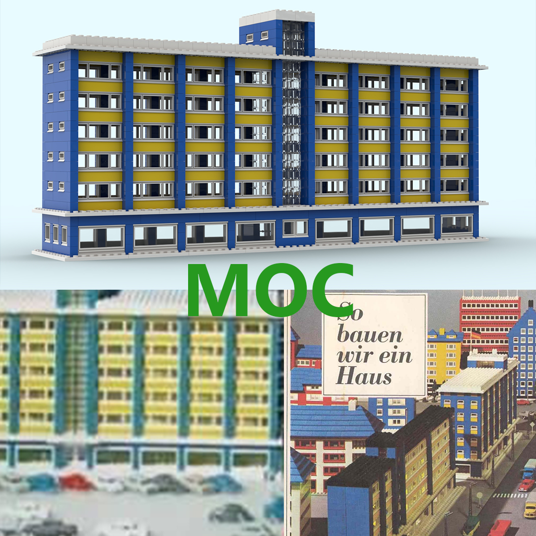 Idea Book 238-1 : Modern blue & yellow multi-story apartment building (MOC version)